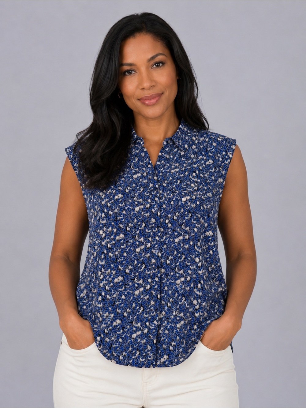 Ann Taylor | Sleeveless Floral Button-Front Top | Size L | EUC | Business Casual